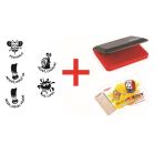 Motivačné  okrúhle drevené pečiatky s poduškou - SET 1