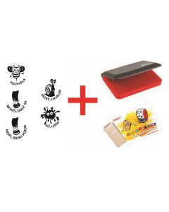 Motivačné  okrúhle drevené pečiatky s poduškou - SET 1