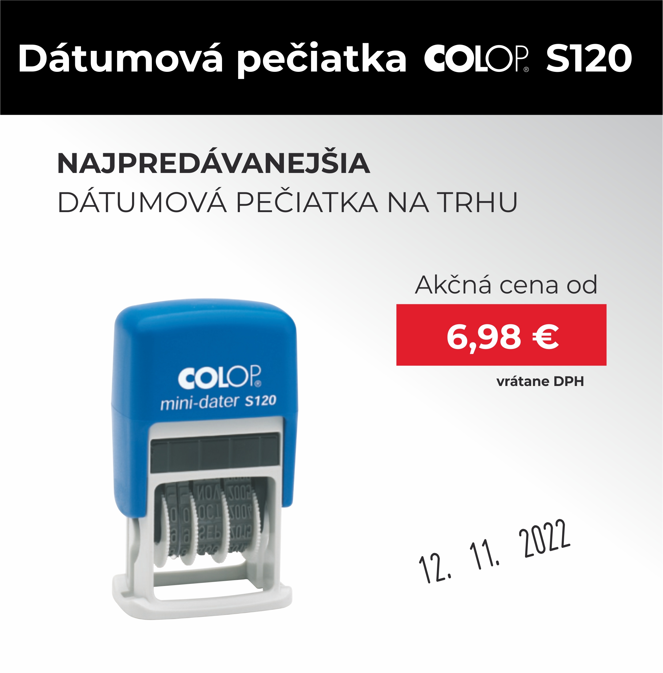 Nejprodávanější datumové razítko colop s120